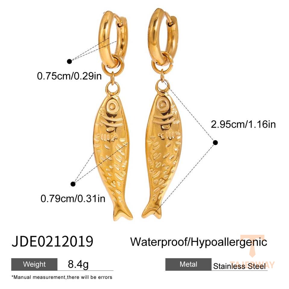 زاویه دیگر گوشواره حلقهای استیل ضدزنگ آبکاری طلای ۱۸ عیار برند J&D کد JDE0212019