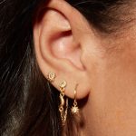 نمای نزدیک گوشواره آبکاری طلای ۱۸ عیار نگین اتمی برند J&D کد JDE0212031