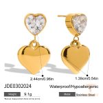 گوشواره آویز بلند طرح قلب با نگین زیرکن از استیل ضدزنگ با آبکاری طلای ۱۸ عیار برند J&D - تصویر 7