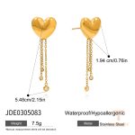 گوشواره ریسه‌ای رمانتیک طرح قلب با نگین زیرکن از استیل ضدزنگ و آبکاری طلای ۱۸ عیار برند J&D - تصویر 7
