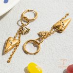 نمای مدل قفل و اتصالات گوشواره ریسه‌ای آبکاری طلای ۱۸ عیار کد JDE0305084