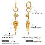 تصویر محصول گوشواره ریسه‌ای قلب آبکاری طلای ۱۸ عیار نگین‌دار برند J&D کد JDE0305084