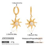 گوشواره طرح خورشید از استیل ضدزنگ با آبکاری طلای ۱۸ عیار برند J&D - تصویر 7