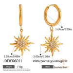 تصویر محصول گوشواره خورشید آبکاری طلای ۱۸ عیار نگین‌دار برند J&D کد JDE0306011