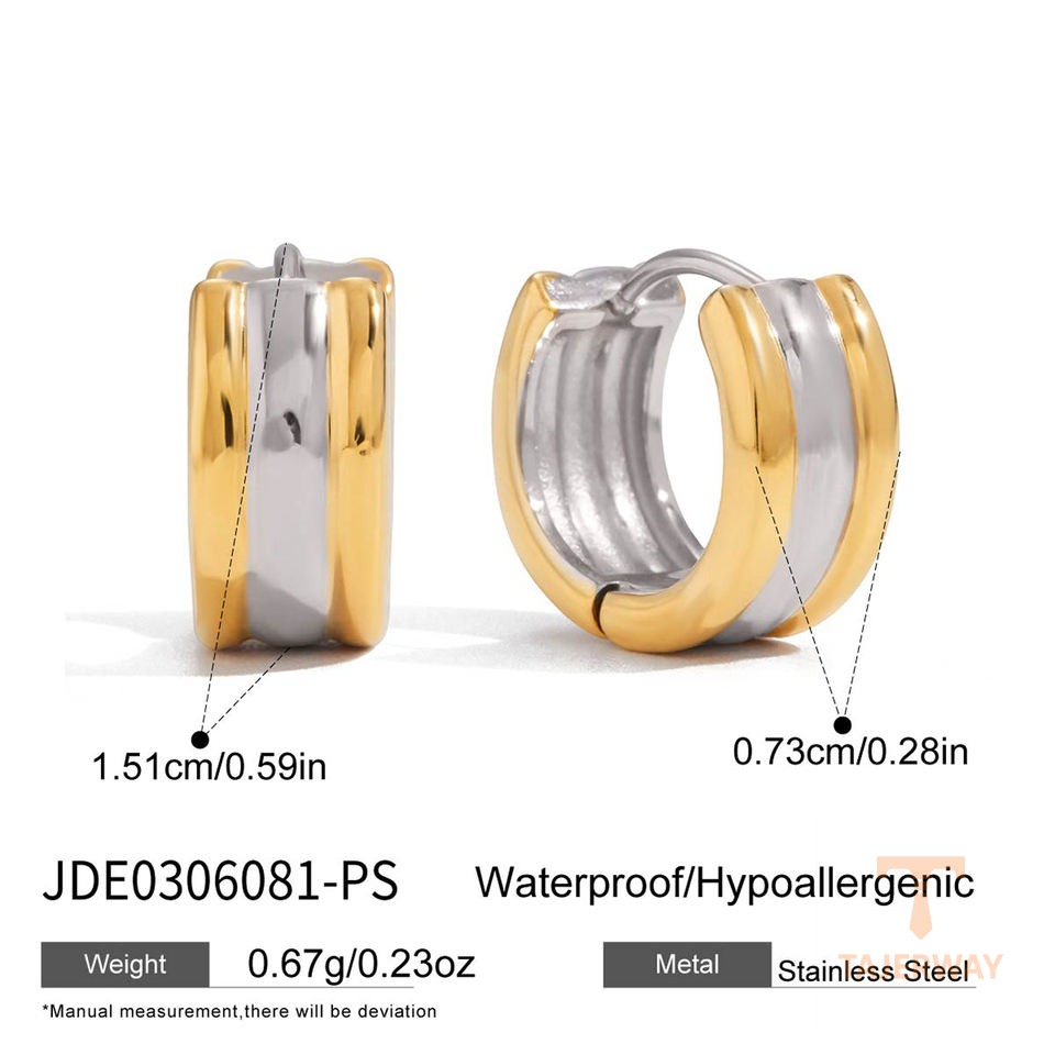 تصویر محصول گوشواره آبکاری دو رنگ برند J&D کد JDE0306081