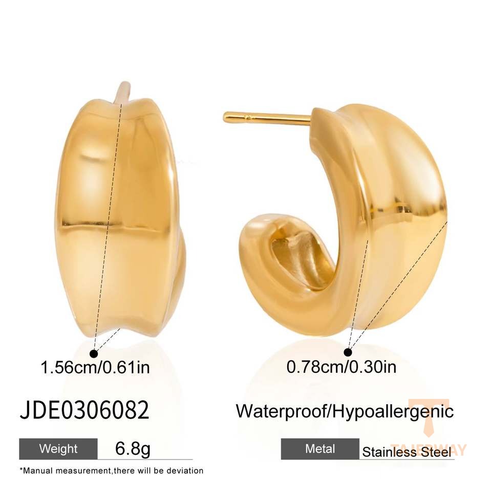 تصویر محصول گوشواره هندسی آبکاری طلای ۱۸ عیار برند J&D کد JDE0306082