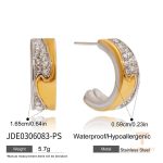 تصویر محصول گوشواره آبکاری دو رنگ نگین‌دار برند J&D کد JDE0306083
