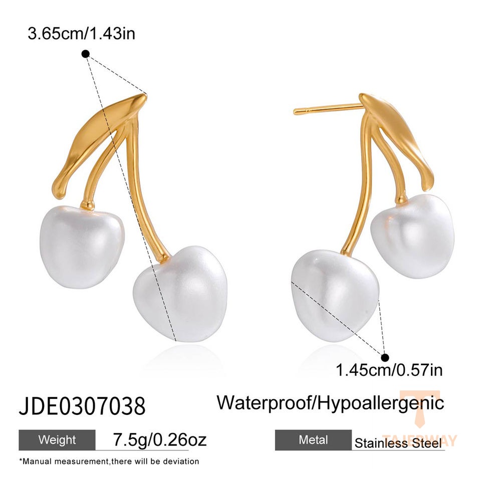 تصویر محصول گوشواره آبکاری طلای ۱۸ عیار نگیندار برند J&D کد JDE0307038