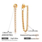 تصویر محصول گوشواره آویز آبکاری طلای ۱۸ عیار نگین اتمی برند J&D کد JDE0307061