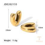 گوشواره استیتمنت طرح قلب و هندسی از استیل ضدزنگ با آبکاری طلای ۱۸ عیار برند J&D - تصویر 7