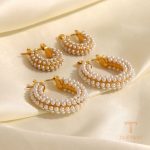 نمای بیشتر گوشواره حلقه‌ای نگین‌دار زنانه کد JDE2023244-P