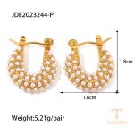 تصویر محصول گوشواره آبکاری طلای ۱۸ عیار نگین‌دار برند J&D کد JDE2023244-P
