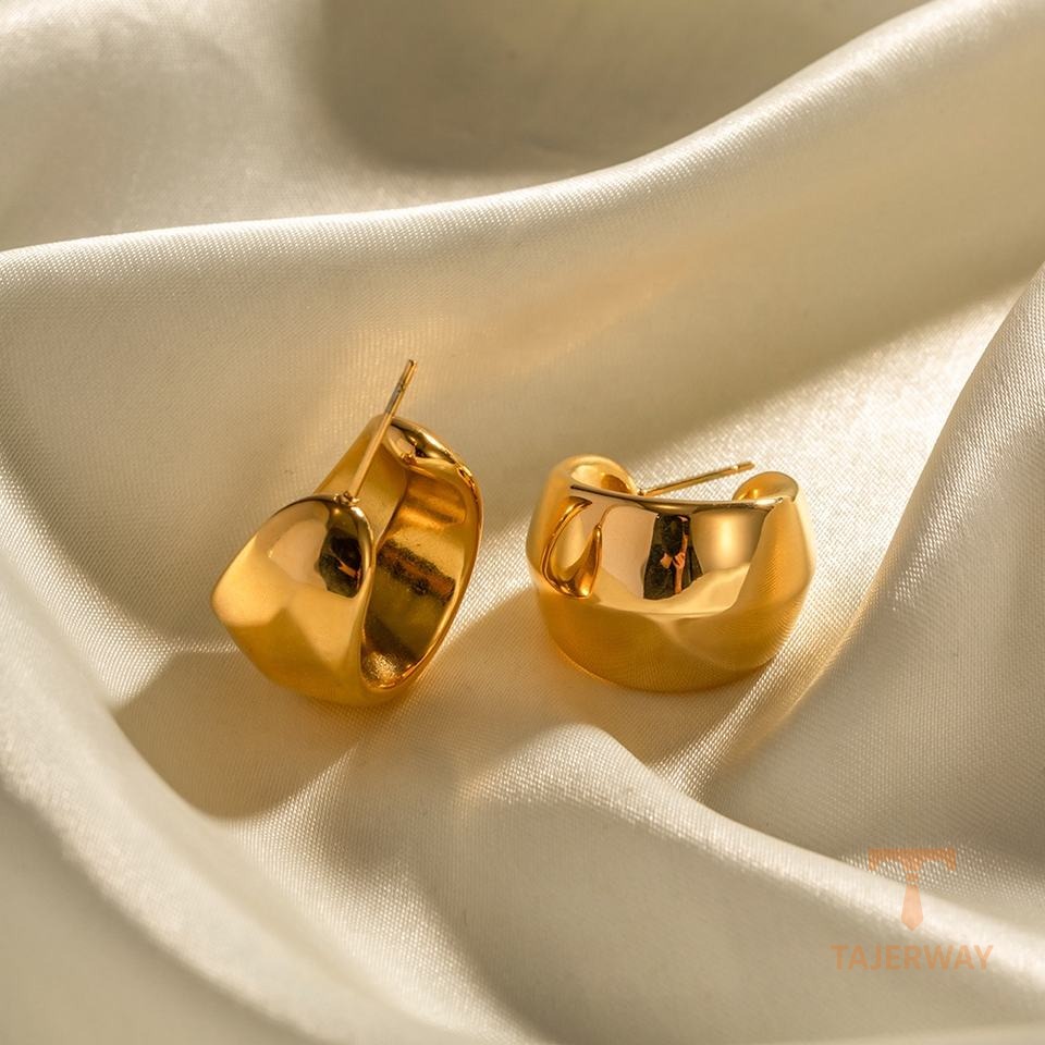 نمای مدل قفل و اتصالات گوشواره آبکاری طلای ۱۸ عیار کد JDE2302107