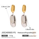 تصویر محصول گوشواره هندسی آبکاری دو رنگ برند J&D کد JDE2409005