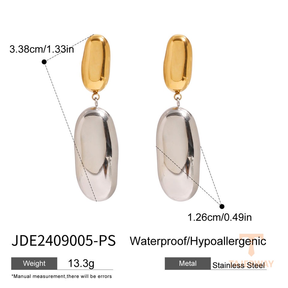تصویر محصول گوشواره هندسی آبکاری دو رنگ برند J&D کد JDE2409005