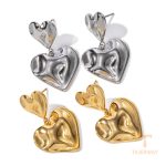 گوشواره آویز استیل ضدزنگ آبکاری طلای ۱۸ عیار نگین‌دار برند J&D کد JDEW2304023