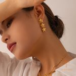 نمای مدل قفل و اتصالات گوشواره آویز آبکاری طلای ۱۸ عیار کد JDEW2307013