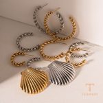 تصویر محصول گوشواره طرح دریایی آبکاری طلای ۱۸ عیار برند J&D کد JDEW2307045