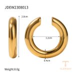 گوشواره ایرکاف از استیل ضدزنگ با آبکاری PVD طلای ۱۸ عیار برند J&D - تصویر 7