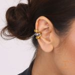 زاویه دیگر گوشواره استیل ضدزنگ آبکاری دو رنگ برند J&D کد JDEW2312049