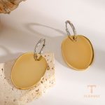 زاویه دیگر گوشواره آویز بلند استیل ضدزنگ آبکاری دو رنگ برند J&D کد JDEW2409036