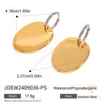 گوشواره آویز بلند طرح بیضی از استیل ضدزنگ با آبکاری دو رنگ و طلای ۱۸ عیار برند J&D - تصویر 7