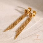زاویه دیگر گوشواره استیل ضدزنگ آبکاری طلای ۱۸ عیار برند J&D کد JDEW2410010