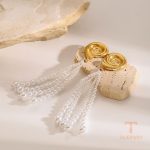 زاویه دیگر گوشواره استیل ضدزنگ آبکاری طلای ۱۸ عیار برند J&D کد JDEW2410013