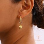 نمای مدل قفل و اتصالات گوشواره آبکاری طلای سفید (رادیوم) کد JDEW2411010