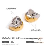 گوشواره ایرکاف ظریف طرح گل از استیل ضدزنگ با آبکاری دو رنگ طلای ۱۸ عیار PVD برند J&D - تصویر 7