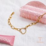 جزییات زنجیر و قفل دستبند آبکاری طلای ۱۸ عیار کد JDB0107004