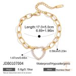 تصویر محصول دستبند قلب آبکاری طلای ۱۸ عیار نگین‌دار برند J&D کد JDB0107004