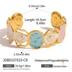 النگوی فانتزی طرح گل و هندسی از استیل ضدزنگ با آبکاری طلای ۱۸ عیار برند J&D - تصویر 7