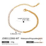 دستبند تنیسی و زنجیری با آبکاری طلای ۱۸ عیار PVD برند J&D - تصویر 7