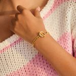 تصویر محصول دستبند آبکاری طلای ۲۴ عیار نگین‌دار برند J&D کد JDB0307040