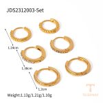 ست گوشواره هاگی مینیمال با نگین زیرکن و کریستال از استیل ضدزنگ برند J&D - تصویر 7