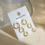 نمای بیشتر گوشواره هاگی نگین‌دار زنانه کد JDS2312004-SET