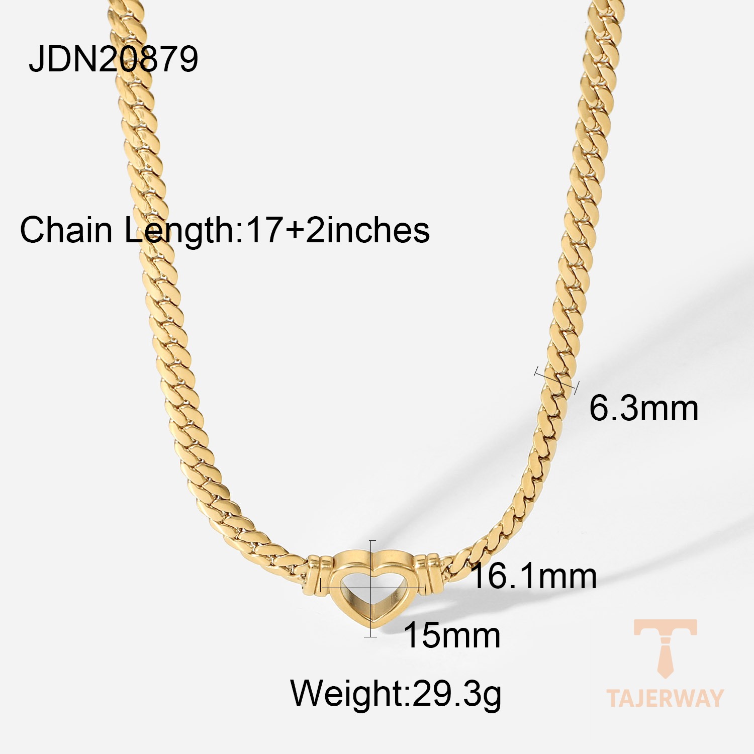 گردنبند پلاکدار زنجیر کوبایی طرح قلب و هندسی از استیل ضدزنگ برند J&D - تصویر 7
