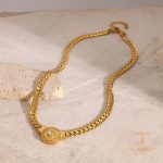 زاویه دیگر گردنبند استیل ضدزنگ آبکاری طلای ۱۸ عیار برند J&D