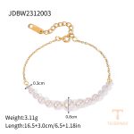 دستبند چوکر ظریف با مروارید از استیل ضدزنگ با آبکاری طلای ۱۸ عیار برند J&D - تصویر 7