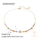 گردنبند زنجیری و مهره‌ای طرح قلب با مینای استیل ضدزنگ و آبکاری طلای ۱۸ عیار برند J&D - تصویر 7