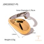 گوشواره سه لایه با زنجیر کابلی و پیچی از استیل ضدزنگ با آبکاری طلای ۱۸ عیار PVD برند J&D - تصویر 11