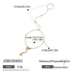 دستبند زنجیری و انگشتی با نگین زیرکن سفید از استیل ضدزنگ با آبکاری طلای ۱۸ عیار برند J&D - تصویر 7