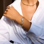 نمای نزدیک دستبند آبکاری طلای ۱۸ عیار برند J&D کد JDB0106053