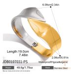دستبند قابل تنظیم طرح هندسی از استیل ضدزنگ با آبکاری دو رنگ و طلای ۱۸ عیار برند J&D - تصویر 7
