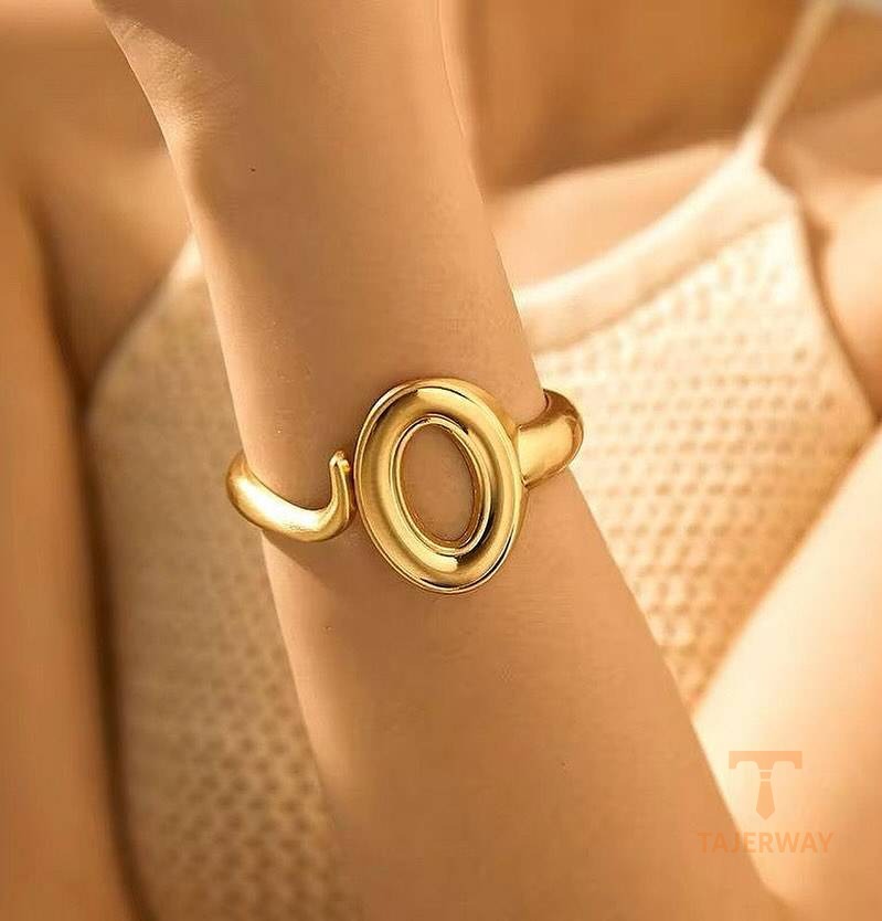 تصویر محصول النگو آبکاری طلای ۱۸ عیار نگیندار برند J&D کد JDB0109002