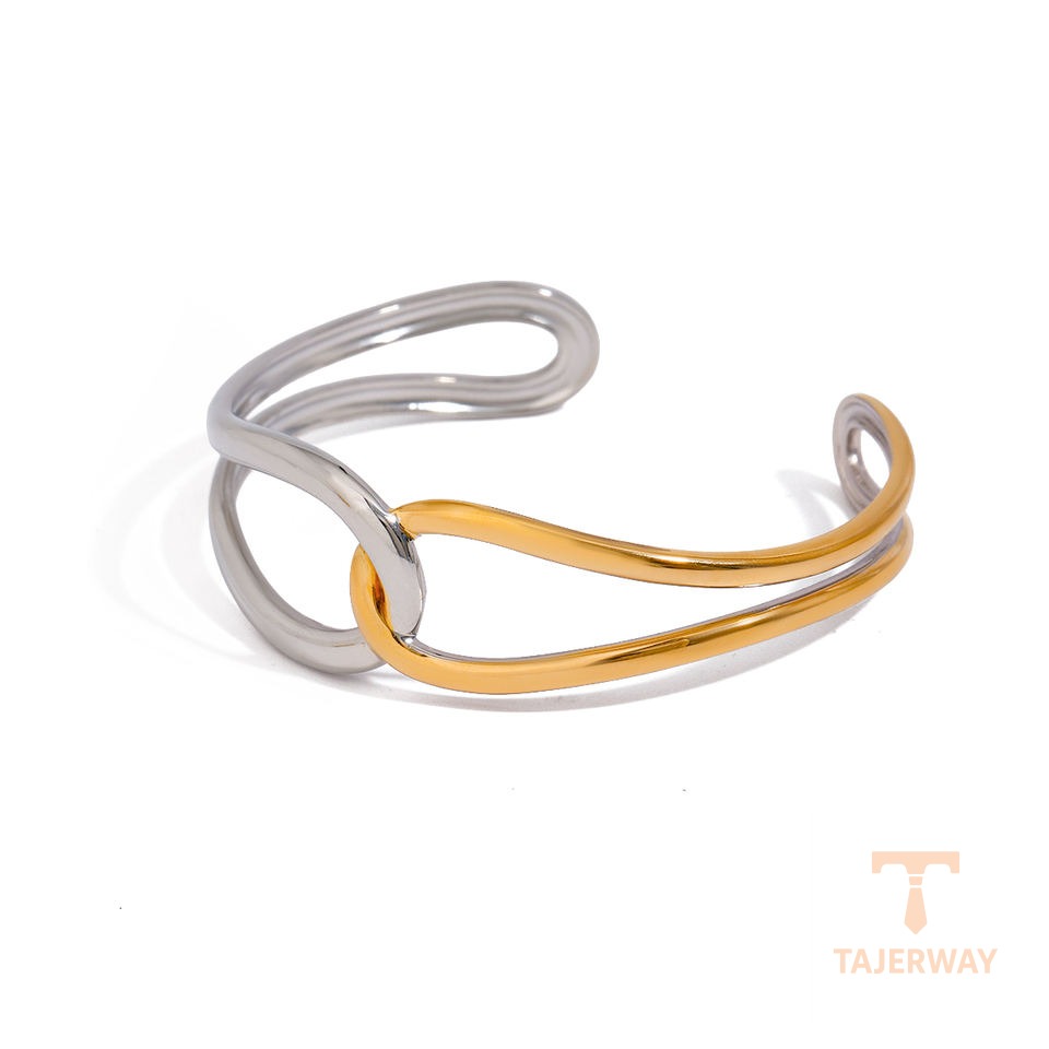النگو استیل ضدزنگ آبکاری طلای ۱۸ عیار برند J&D کد JDB0112046