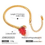 دستبند زنجیری با نگین شیشه‌ای از استیل ضدزنگ با آبکاری طلای ۱۸ عیار برند J&D - تصویر 7