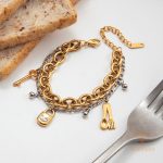 جزییات زنجیر و قفل دستبند آبکاری دو رنگ کد JDB0207010
