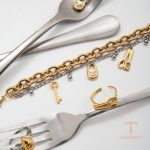 تصویر محصول دستبند قلب | طرح قفل | طرح کلید آبکاری دو رنگ نگین‌دار برند J&D کد JDB0207010